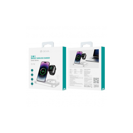 Chargeur Sans Fil 3 En 1 avec lampe pour Smartphone / Apple Watch / AirPods - Devia — Devia · Smarty Paris 18e